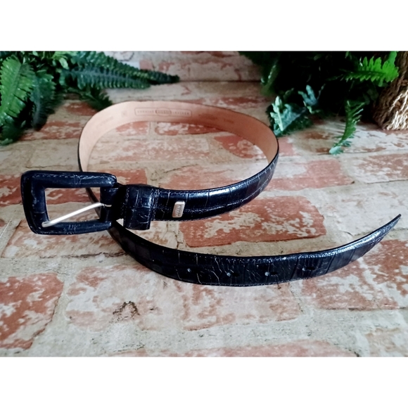 Fossil Black Croc Embossed Leather Belt - Picture 3 of 13